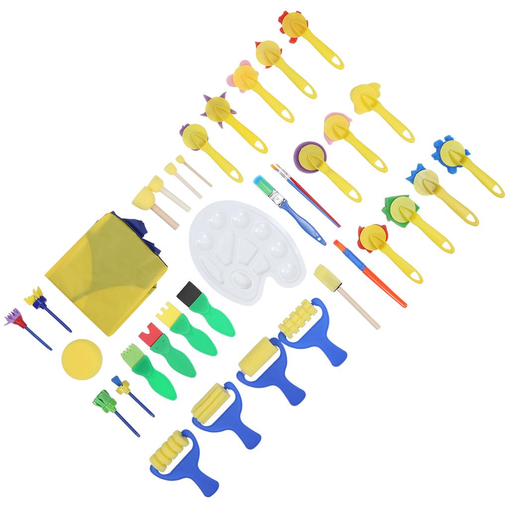 36Pcs Graffiti Tool Roller Sponge Brush Kit Stamps Antifouling Clothes Children Drawing Kit
