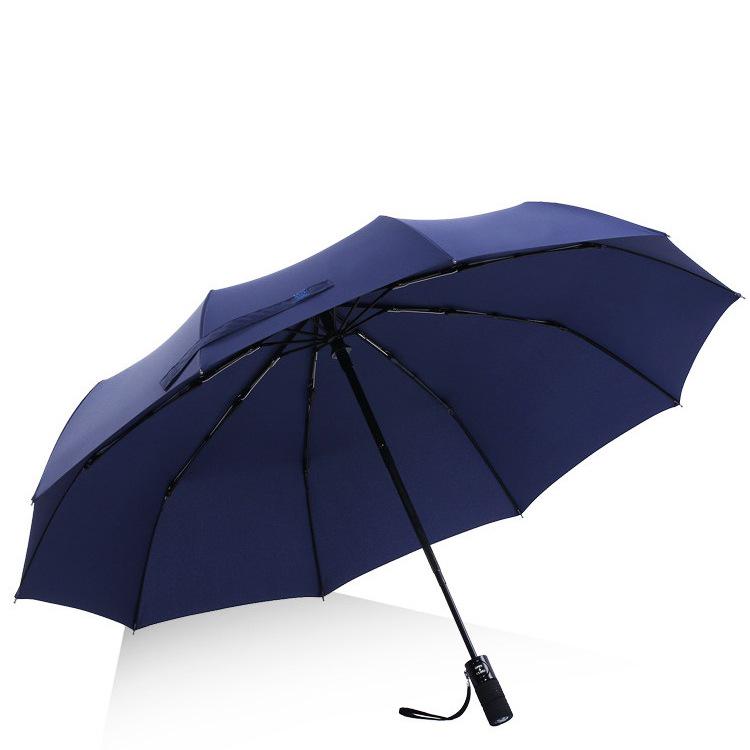 Large Dual-Use 12-Rib Auto Folding Umbrella, Windproof & Sun/Rain Proof, for Two People, Men & Women, Durable & Simple Design