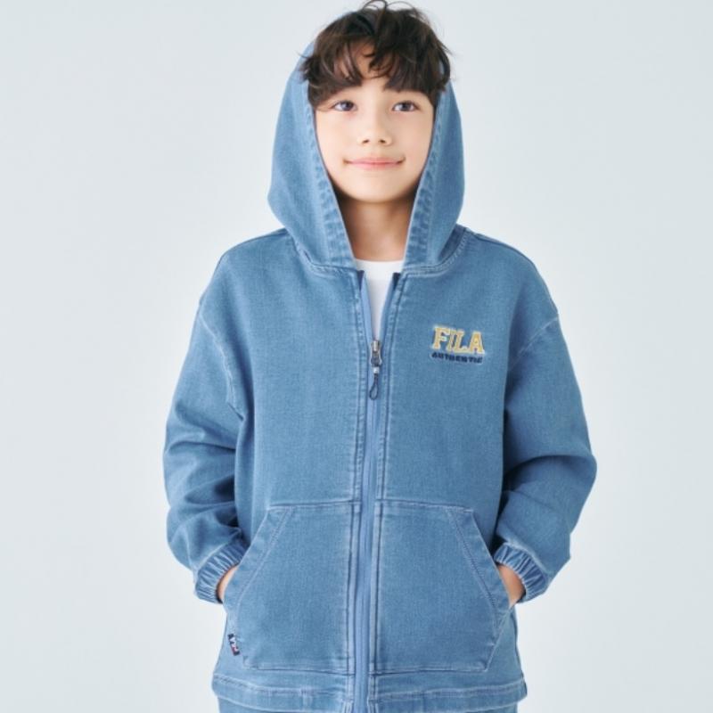 [fila Kids] Denim Hoodie Zip Up  Fk2ftf1106x Dem  q0zFk2ftf1106xDem