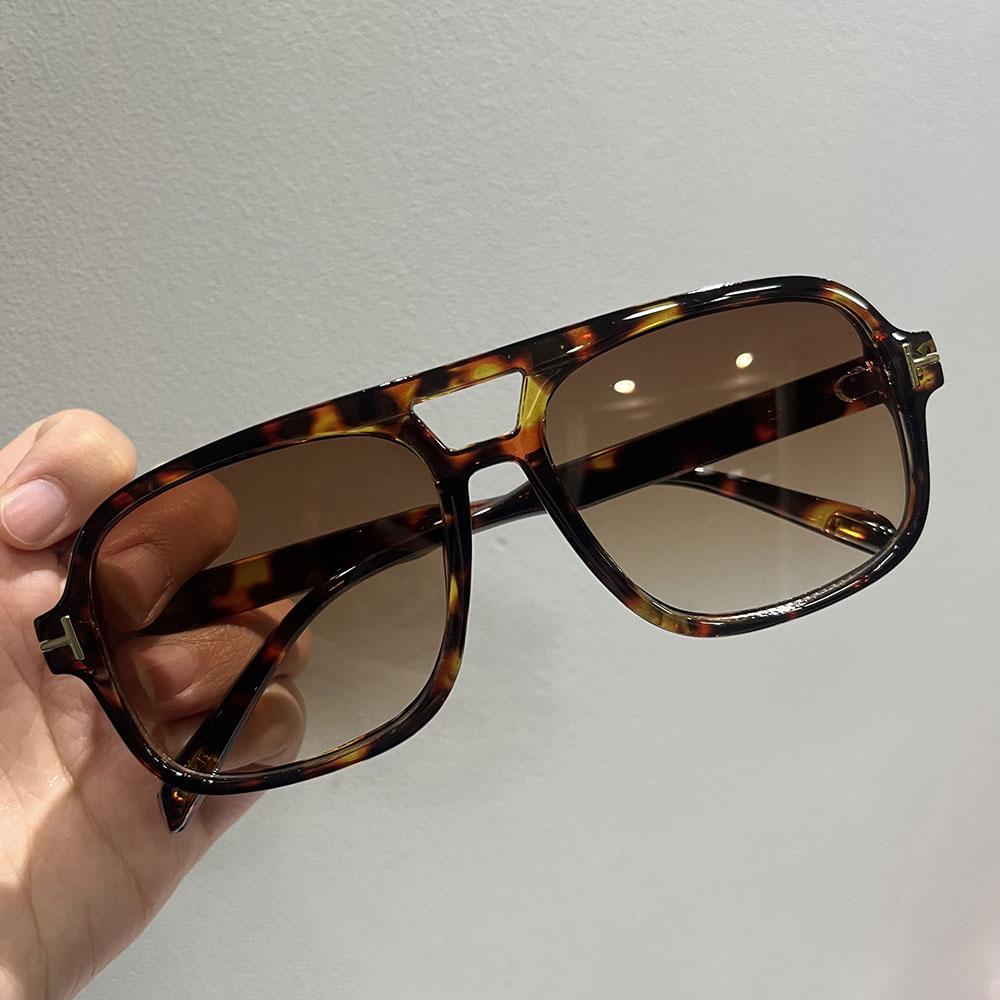 Vintage Classic Brand Designer Double Bridge Square Sunglasses Women For Men Male Luxury Sun Glasses Punk Big Frame Shades UV400