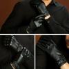 Men Women Leather Gloves Winter Screen Warm Thickened Plush Military Guantes Non-Slip Windproof Outdoor Knitted Riding Glove
