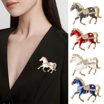 Gift Vintage Running Horse Brooch Red/Blue/Gold/Silver Tang Dynasty Enamel Brooch Pins Traditional Animal Lapel Pin Cultural Art