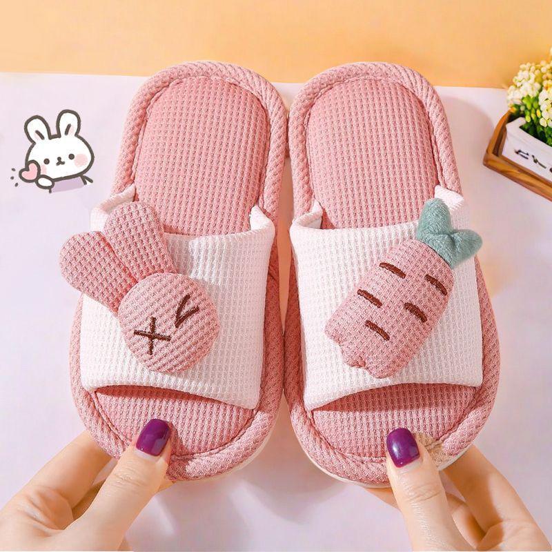Children's Non-Slip Indoor Cotton Linen Slippers for Little Boys & Girls - Spring/Autumn, Medium/Large Sizes
