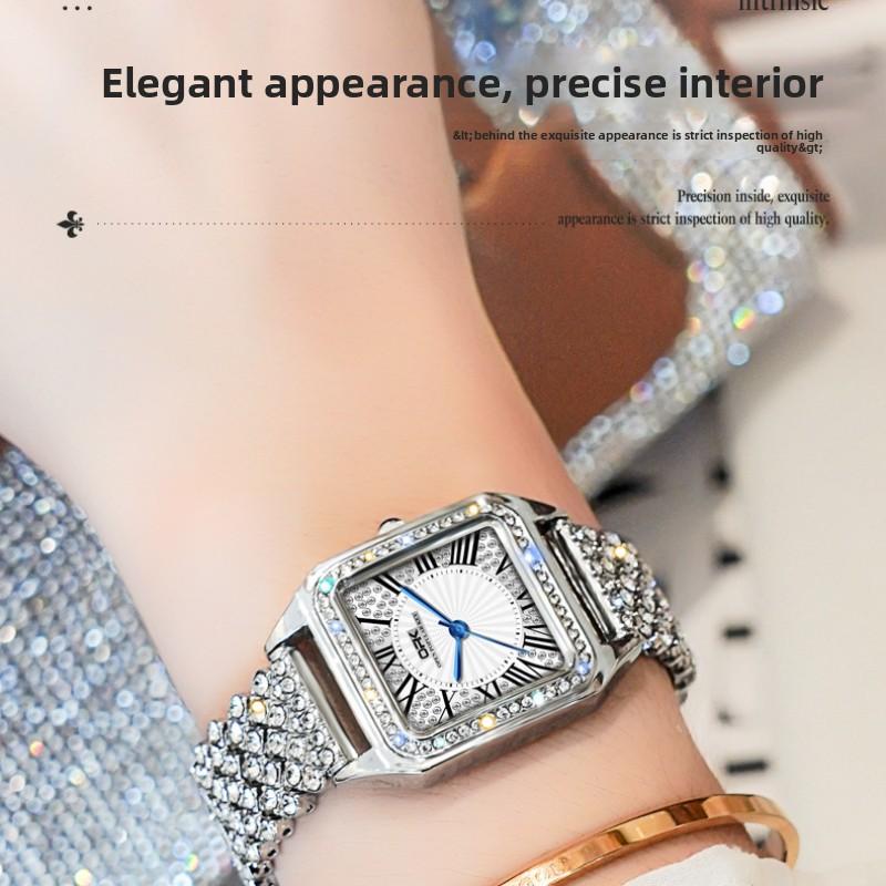 OPK Brand Watch with Diamonds, Elegant Jewelry Buckle, Clasp, Quartz Watch, Women's Watch, Women's Watch