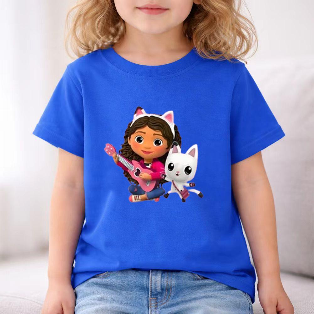 Children Summer Clothing Tshirt+Shorts Gabbys Dollhouse Print Boy Girl Toddler 3-12Yrs Short-Sleeved cool leisure Set
