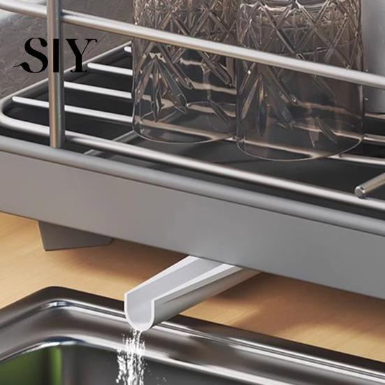 Carbon Steel Dish Storage Rack Drying Large Capacity Non-Slip Design Stable Auto-Drain Easy to Install Space-Saving Kitchen Counter with Cutlery