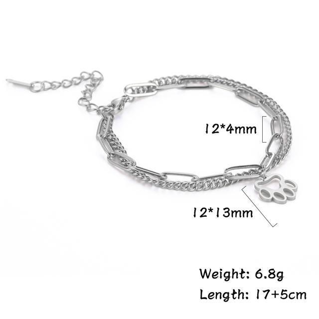Cazador Hollow Cat Dog Bear Paw Bracelet on Hand Female Cute Animal Charm Kpop Stainless Steel Jewelryfriend Gift Wholesale