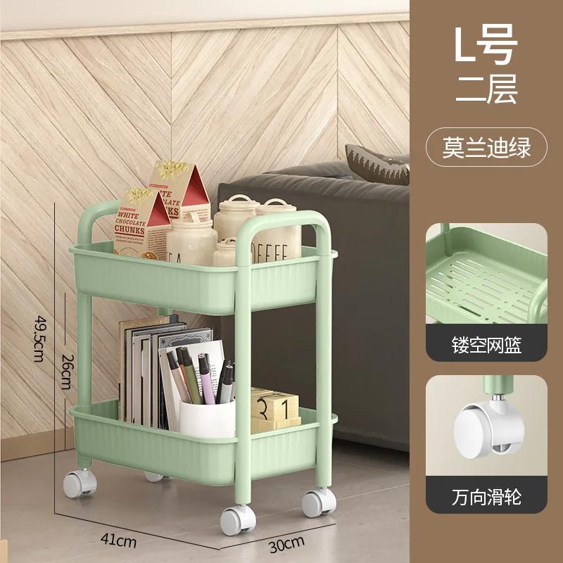 2-stöckiger rollender Küchenwagen Anti-Rutsch Servierwagen Wasserdicht Multifunktionaler Aufbewahrungs-Organizer Regalwagen Küche Badezimmer