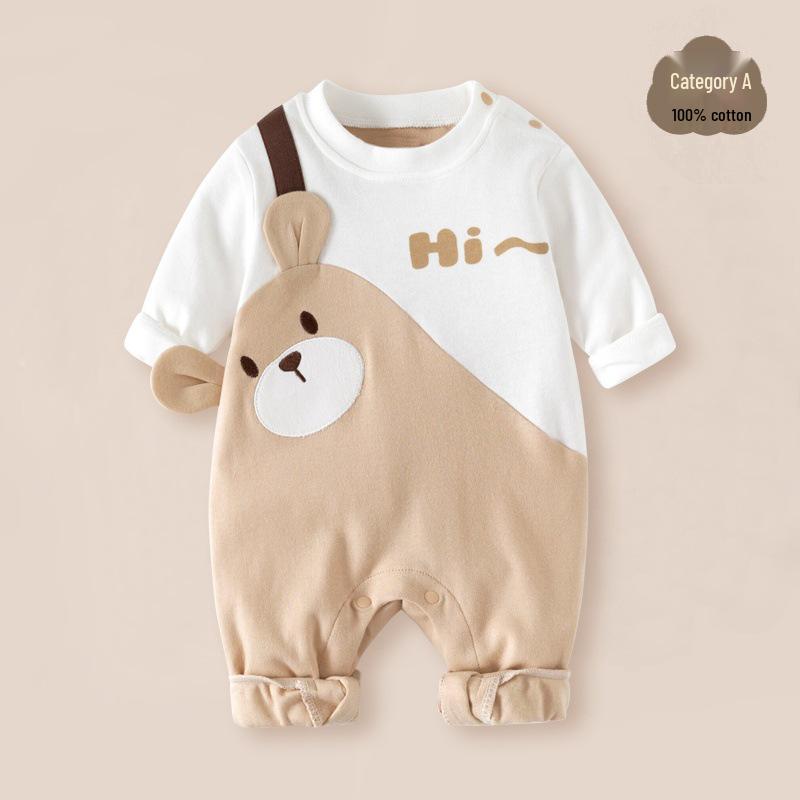 Exklusiver Langarm-Baby-Strampler – Reiner Baumwoll-Krabbelanzug für Frühling und Herbst