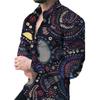 Luxury Baroque Print Long Sleeve Shirt, Stylish Trendy Men's Fashion
