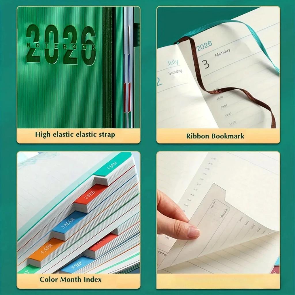 2026 Schedule Book A5 English Notepad Loose-leaf Notebook Office Efficiency Handbook Calendar Stationery School Supplies