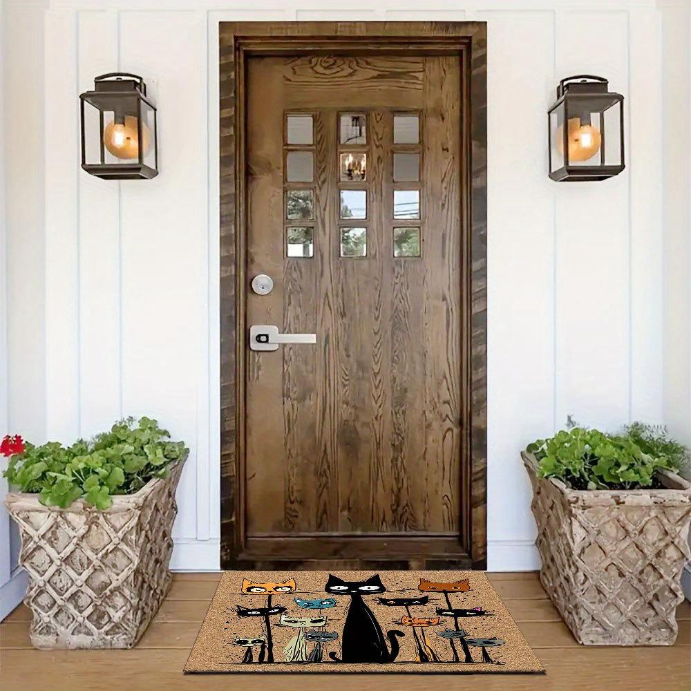 VIKAMA Cartoon Carpet Cat Family Doormat Brown Stain-Resistant Welcome Mat Rug For Bedroom Carpet For Live Room Home Decor