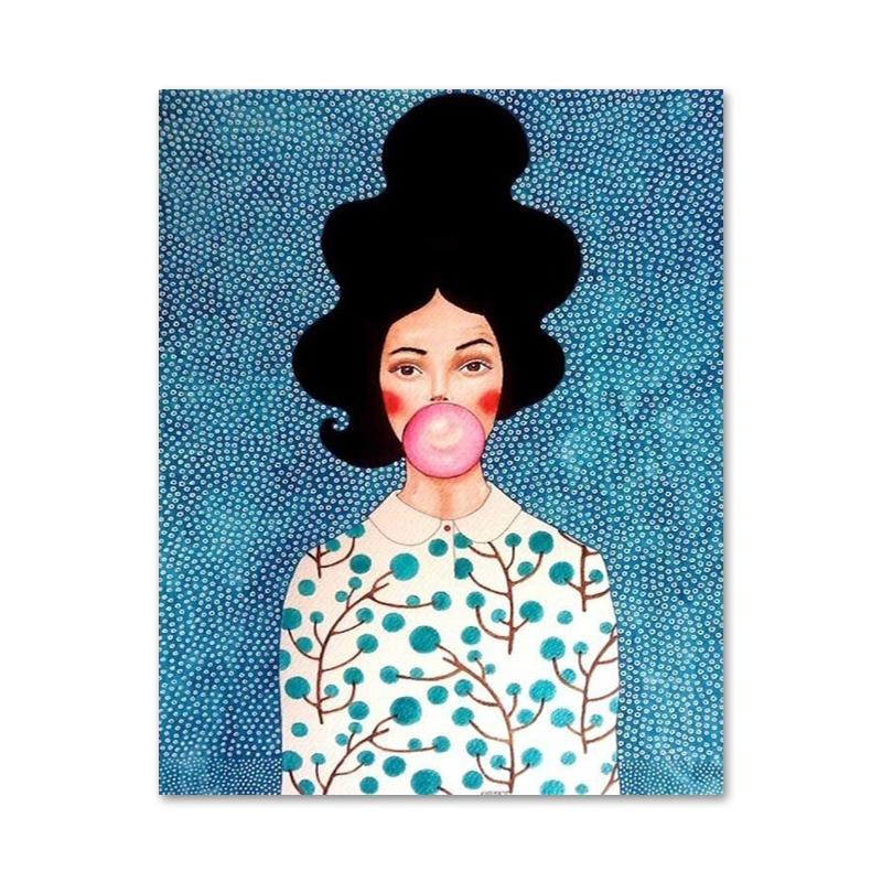 Abstract Style Girl Portrait Canvas Paintings Modern Figure Posters Prints Wall Art Pictures for Living Room Bedroom Home Decor