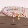 Fresh Flower Gift Fine Jewelry: Korean Simple & Elegant Beaded Bracelet with Floral Pendant for Women/Girls
