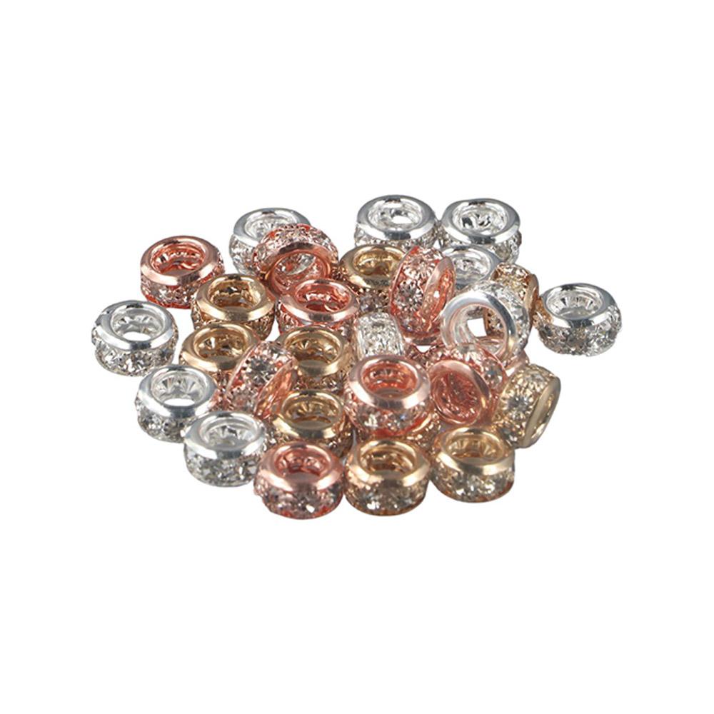 

Making DIY Making Bracelets Metal Spacer Bead Rhinestone Metal Bead DIY Accessories Loose Beads 10mm розового золота