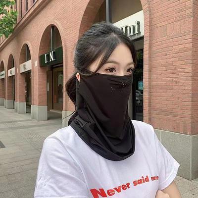 Unisex Summer Ice Silk UV Protection Ear-Hanging Full Face Mask with Neck Collar for Cycling