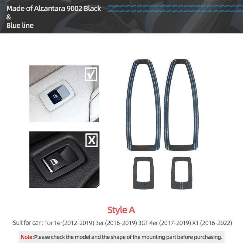 For BMW X1 F48 F20 F30 F30 F34 Made of Alcantara Window Switch Lift Panel Trim Performance 4pcs Sticker Car Interior Accessories