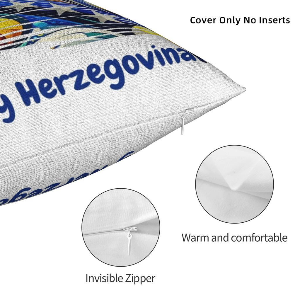 Decorative Pillowcase Bosnia and Herzegovina Flag Merchandise Home Throw Pillow Case Cover Zippered Multi-Size