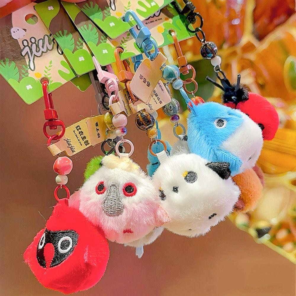 Fluffy Lifelike Plush Bird Keyring Collection Bird Plush Keychain Birthday Parties