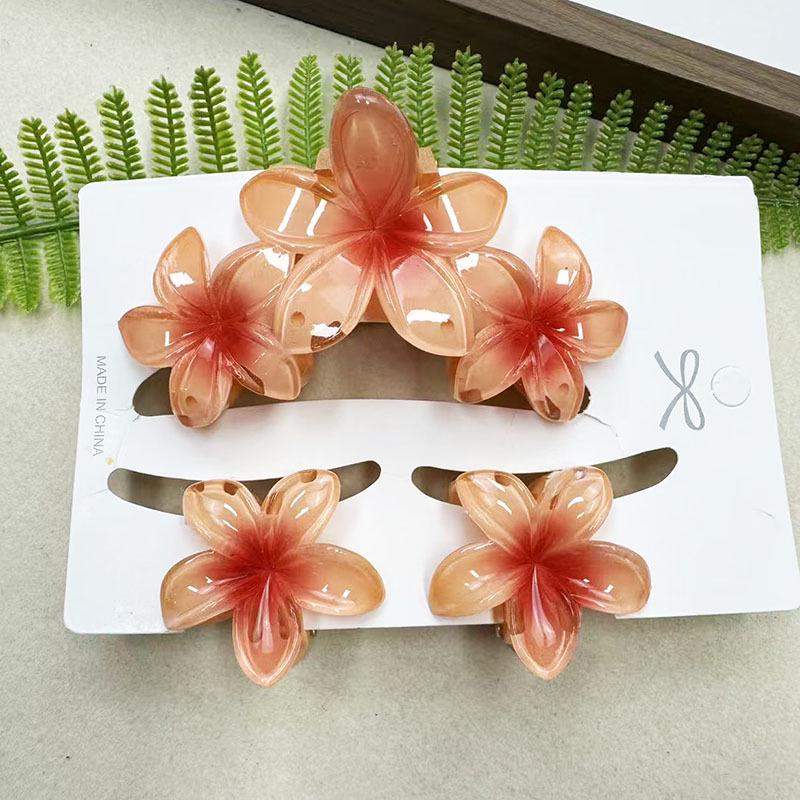 Sada skřipců do vlasů s frangipani: Květinové vlasové doplňky s imitací mramoru pro módní svátky
