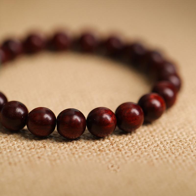 Blood sandalwood optimized jade beaded bracelet women's retro high-end bracelet simple and versatile exquisite gift box jewelry women