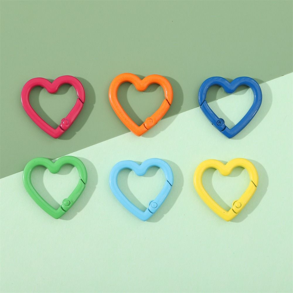 5pcs Macaroon Color Peach Heart Keyring Heart Shape Love Keychain Clips  Fishing