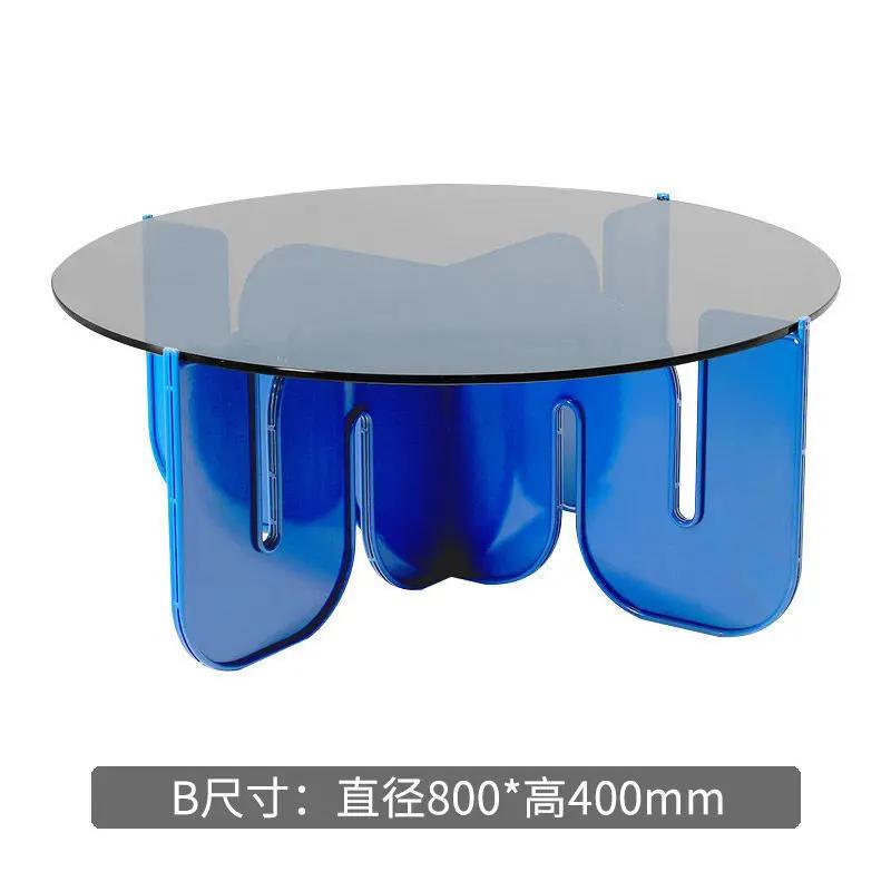 Acrylic coffee table creative personality advanced lighting luxury transparent glass round living room modern coffee table