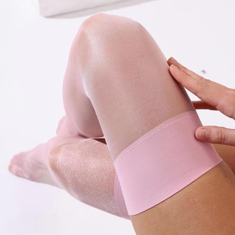 Pink Erotic Stockings for Women Thigh High Socks Slightly Shining Over Knee Hosiery Black White Sexy Stocking medias
