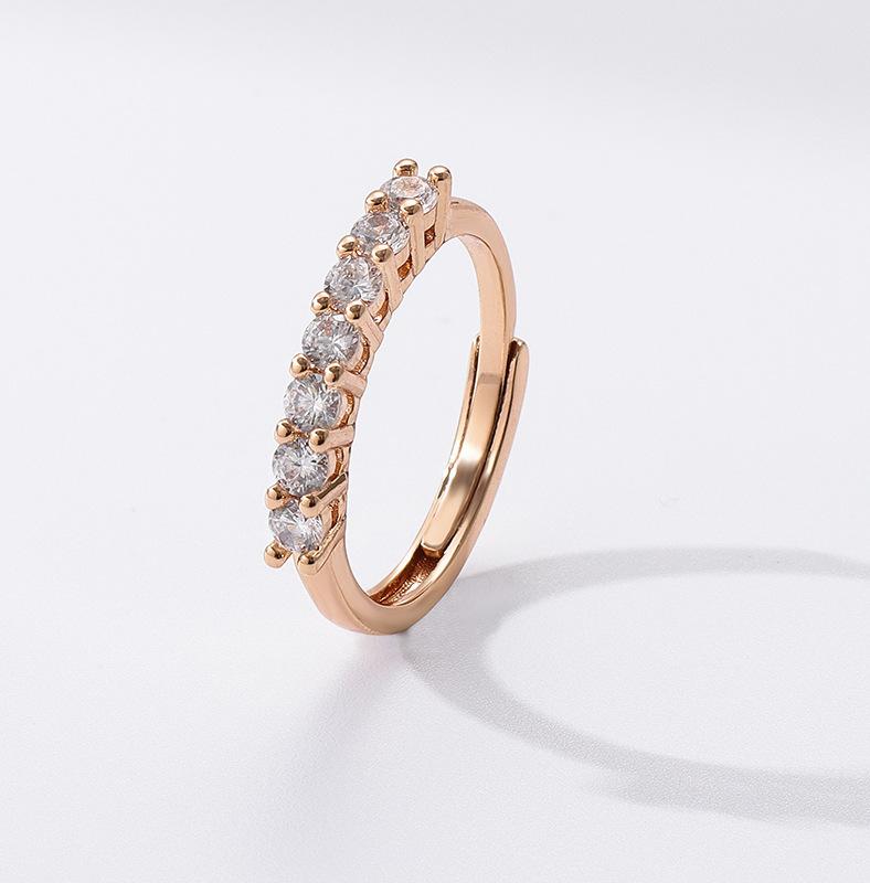 2026 Шампанское Инкрустированный Циркон Кольцо Семи Принцесс Легкая Роскошь Высокая Текстура Универсальное Женское Кольцо Ювелирные Изделия Resizable