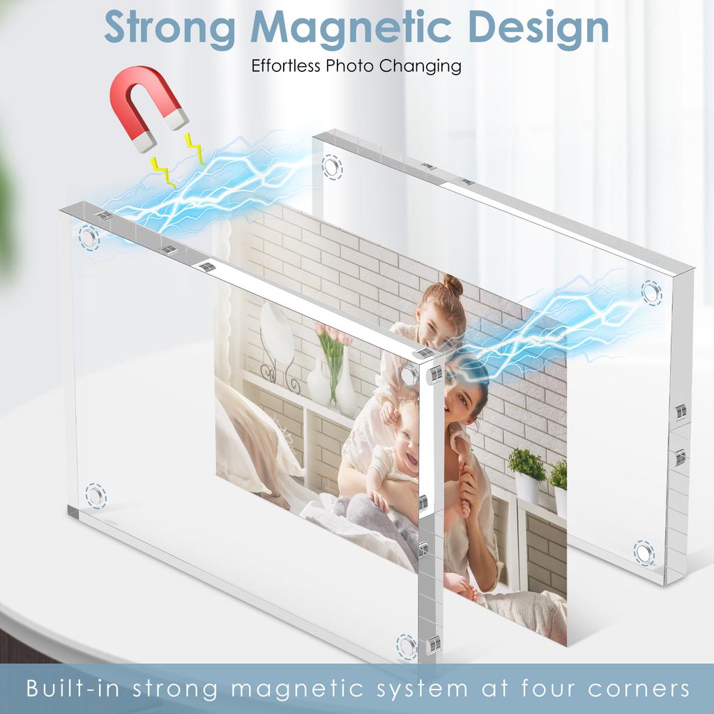 3 Pcs Acrylic Picture Frames Double Sided Magnetic Photo Frames 4X6 in Transparent Freestanding Photo Frames for Display Picture