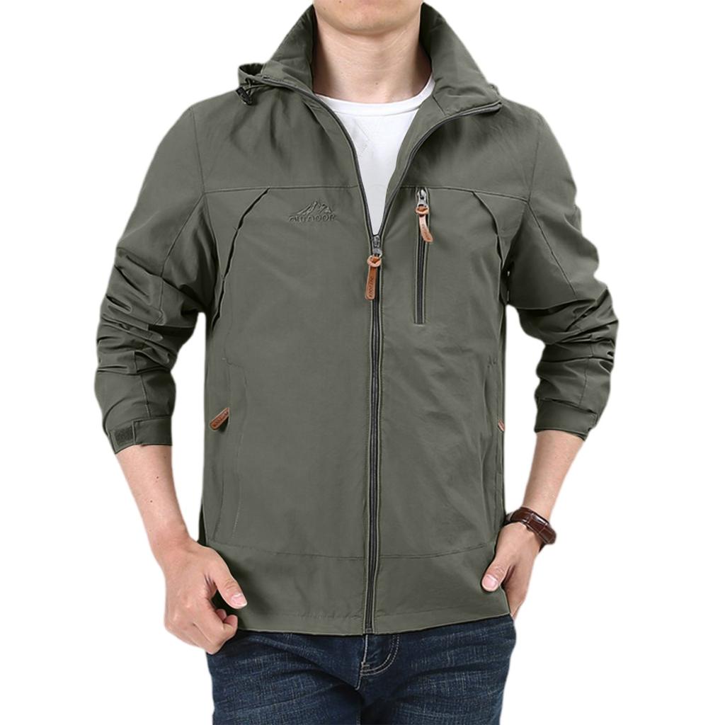 Herren Locker Lässig Outdoor Übergroße Kapuzenwindjacke Langarmjacke