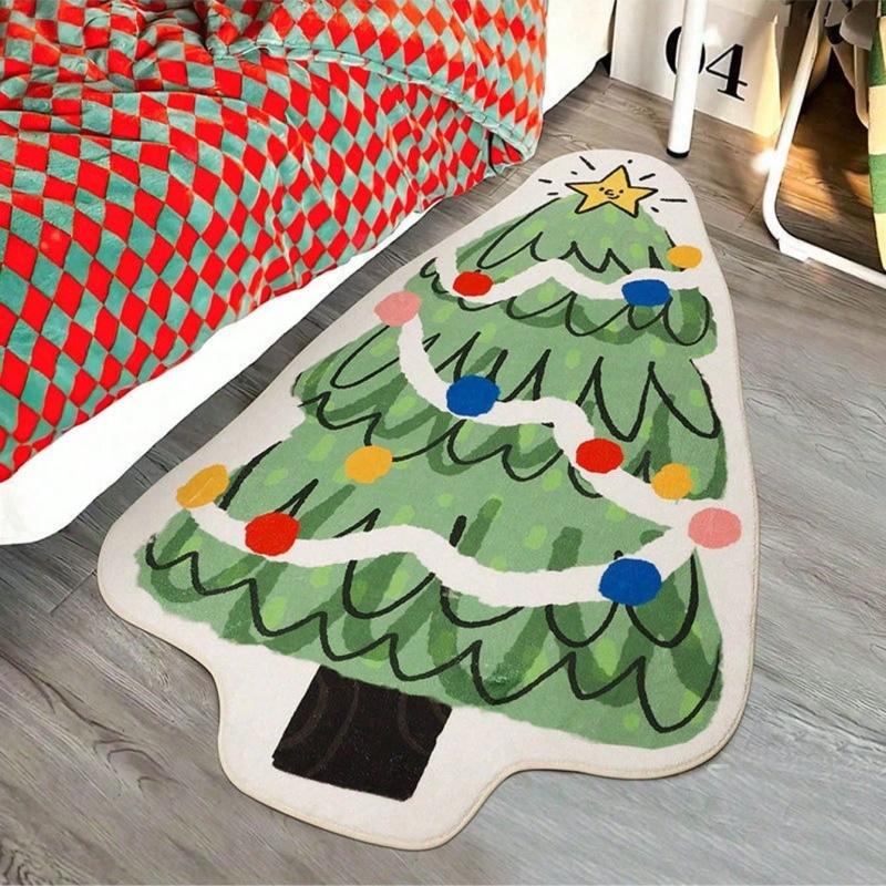 1pc Christmas Doormat, Christmas Tree Design, Non-Slip Anti-Dirt, For Christmas,  Decoration, Outdoor Garden Yard Decor