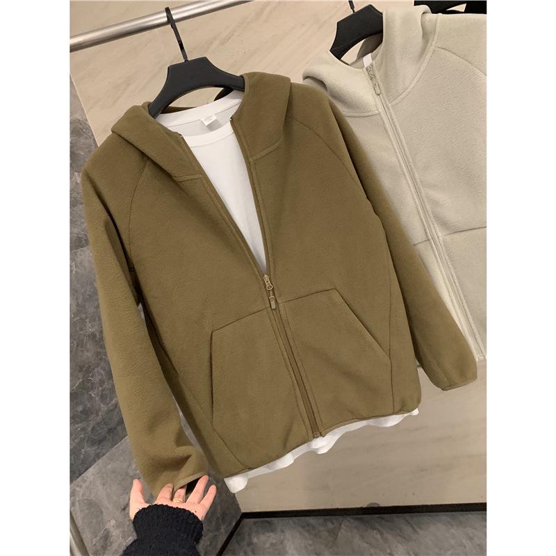 Men's 600G Double-Sided Fleece Hooded Jacket for Fall and Winter