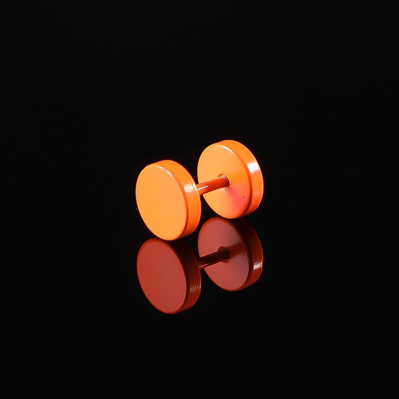 Candy Color Stainless Steel Barbell Earrings: Round Disc Studs for Body Piercing