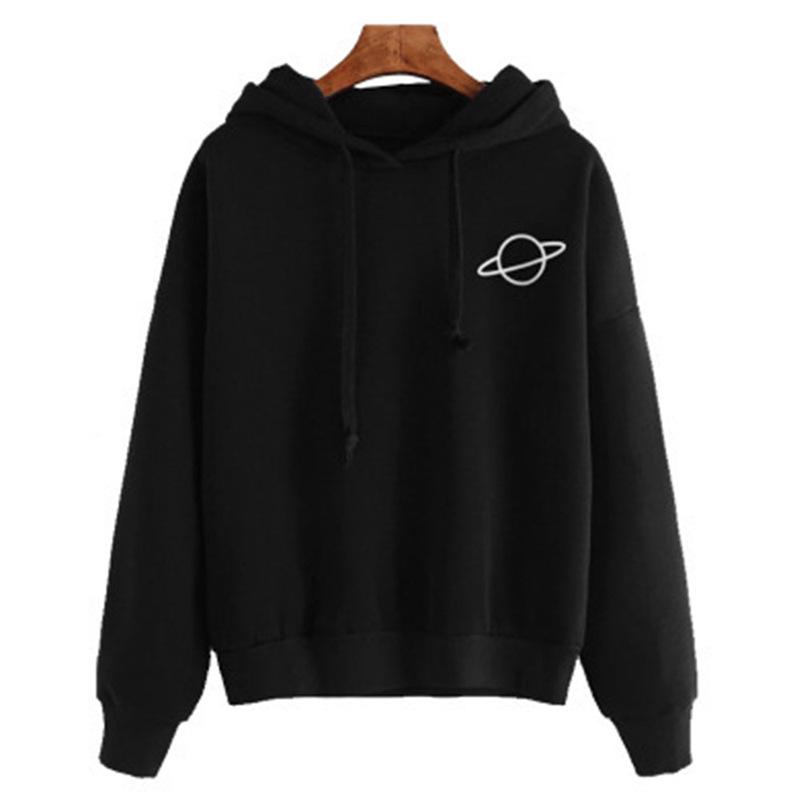 2023 Trendy Women's Planet Print Loose Casual Hooded Sweatshirt - Multiple Colors