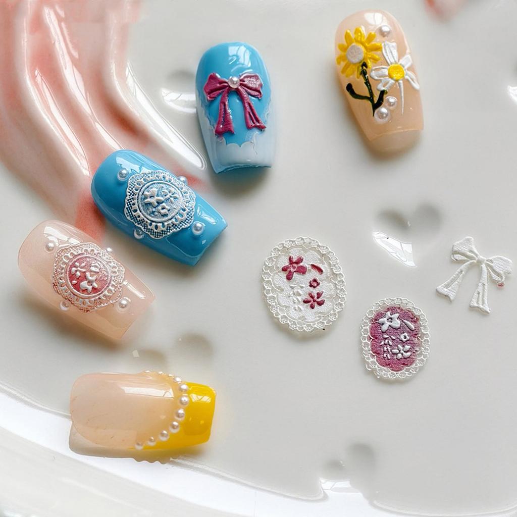 Nail Decoration Set Silicone Embossing Mould for Handmade Press Flower Bowknot Accent Crafting Supplies