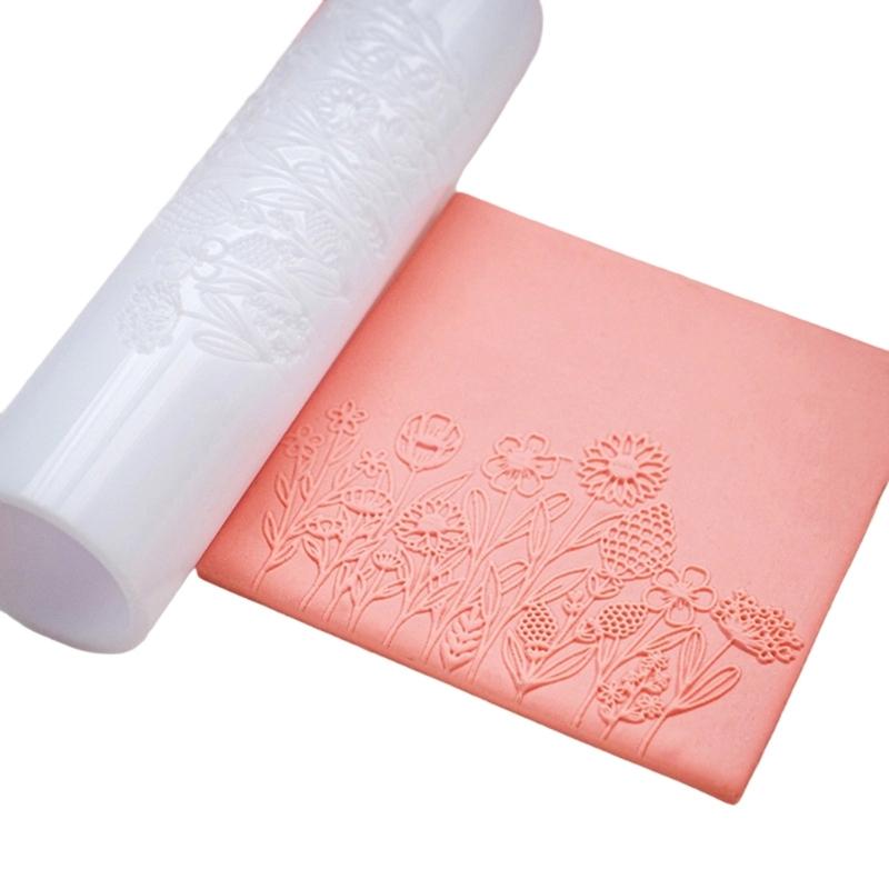 Ergonomic Floral Pattern Clay Embossing Roller For Polymer Jewelry Making Earrings Crafting Supplies Rolling Pin