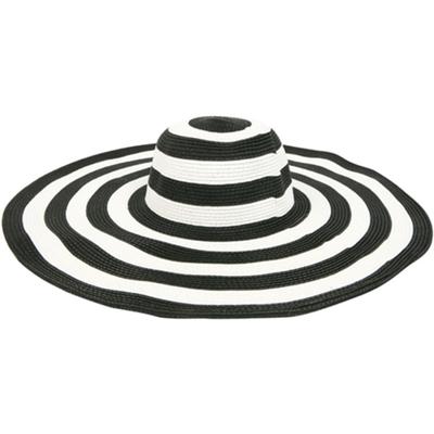 Damen Mode Gestreift Breitkrempig Schlapp Strohhut Faltbar Sommer Strand Sonnenschutzmütze