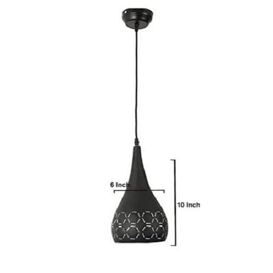 Metal Cut Hanging Light Ceiling Pendant Lamp, 6" Small, Black, Pack of 2