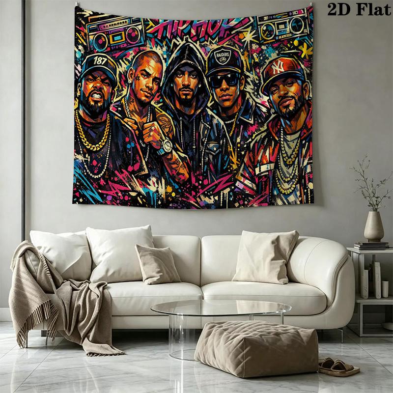 Rapper Wandteppich Ästhetischer Wandbehang Bedruckter Stoffdecke Dekorative Wandteppiche für Schlafzimmer Wohnzimmer Heimdekoration