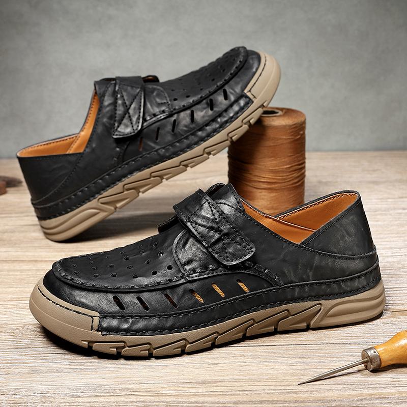 

Новые мужские сандалии Комфорт Полые Слипоны Уличная Повседневная Обувь Лоферы Дышащие Нескользящие Пляжные Сандалии 46 чёрный