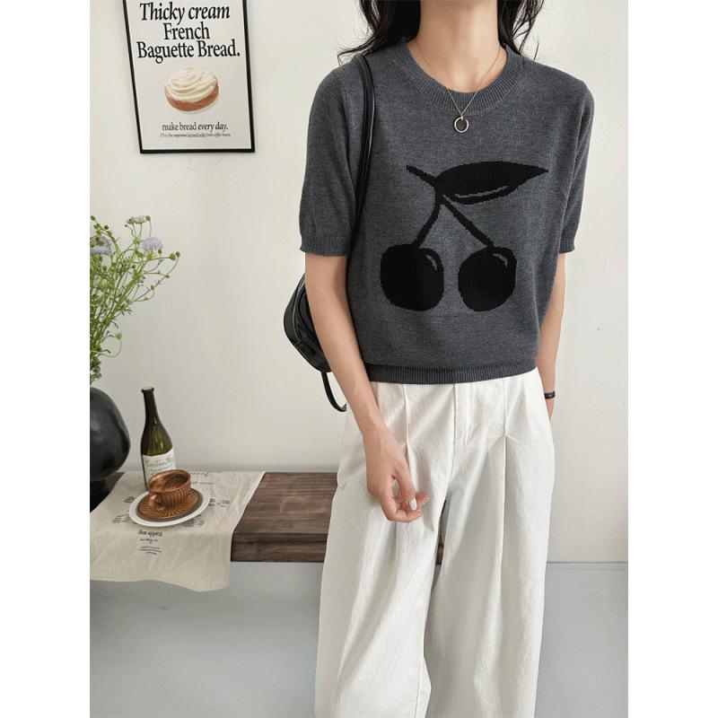 

Women s Petite Gray Ice Silk Knit Short Sleeve T-Shirt (2026 New Style) 4XL сірий колір