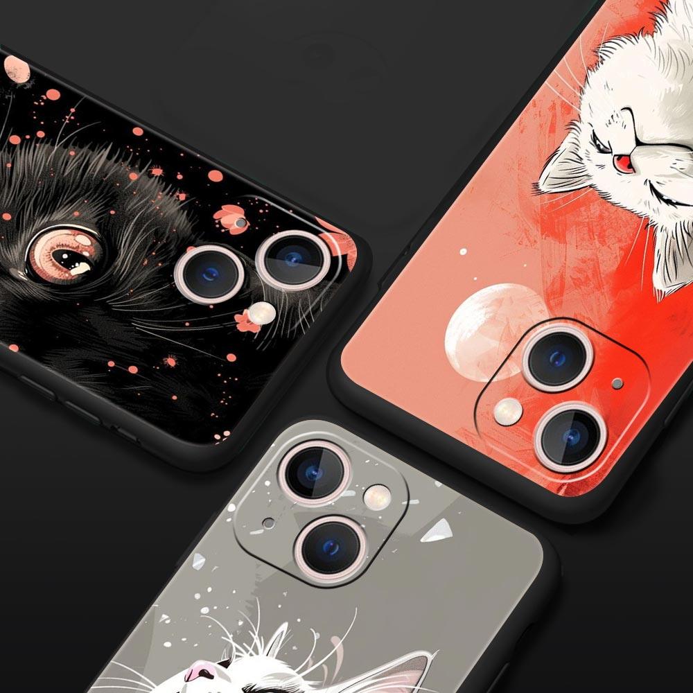 Daily Life of Cute Cats Phone Case For iPhone 17 16 15 Pro Max 11 12 13 14 7 8 Plus SE 2020 X XR XS Cover Soft Black
