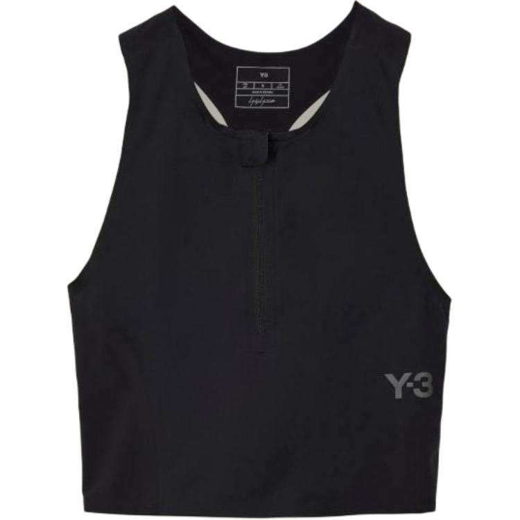 

Y-3 Solid Slim Fit Zip Round Neck Sleeveless Tank Top Women tops Black JN4896 XL