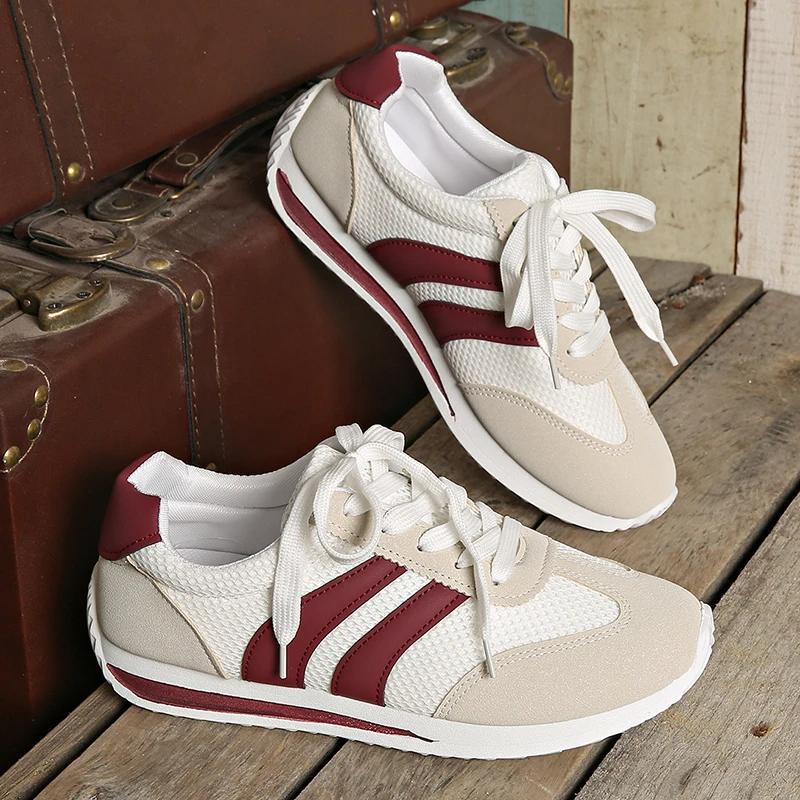 Fashion Women's Lightweight Casual Sneakers Breathable Mesh Running Sports Shoes for Women 2025 Fashion Striped Platform Trainers Woman
