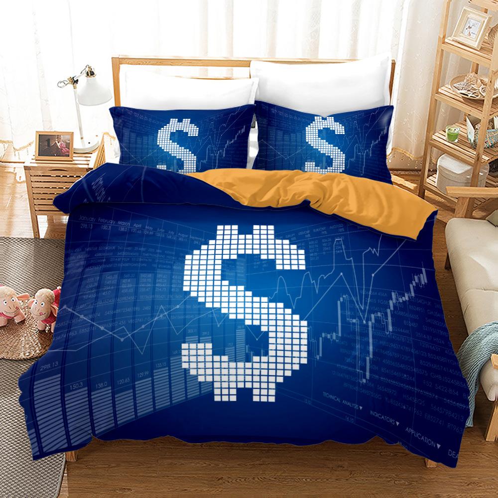 

Stock Market Duvet Cover Wall Street and Broadway Finance Polyester Bedding Set,King Size Quilt Cover for Financial Enthusiast 70x133cm 2pcs