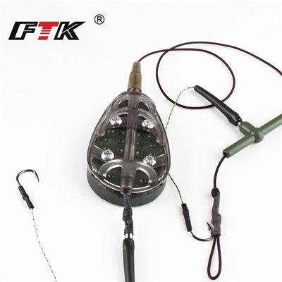 FTK Carp Bait 30-100g Fish Cage To Send 2 Rope Hooks High Carbon Steel Metal Feeder Sinker Artificial Bait Accessories