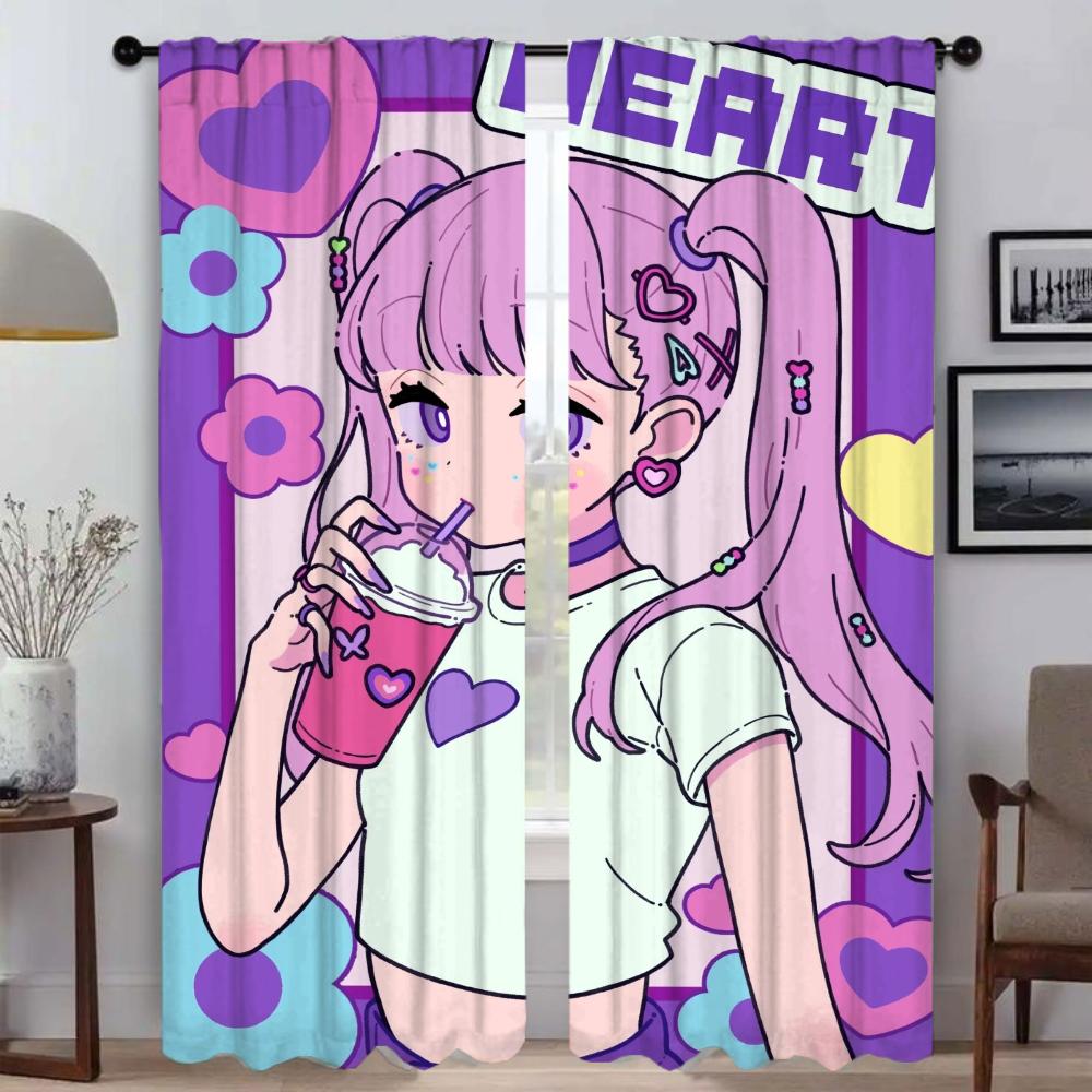 

Аниме Девушка Домашний Интерьер Шторы для Камеры Шторы Гостиной Разделитель Тюль для Спальни Украшения Хэллоуина Жалюзи W50xH70cmx2pcs-CL