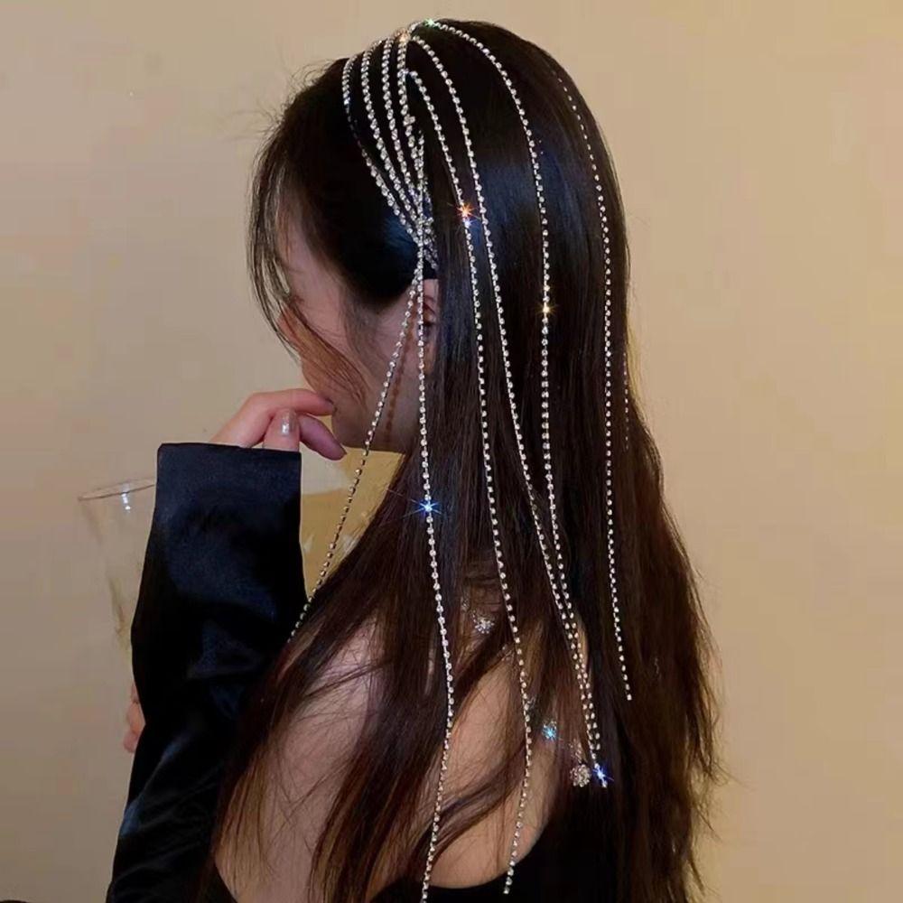 Luxury Crystal Hair Chain Reflection Shiny Hair Accessories Fashionable Girls Headwear  Parties