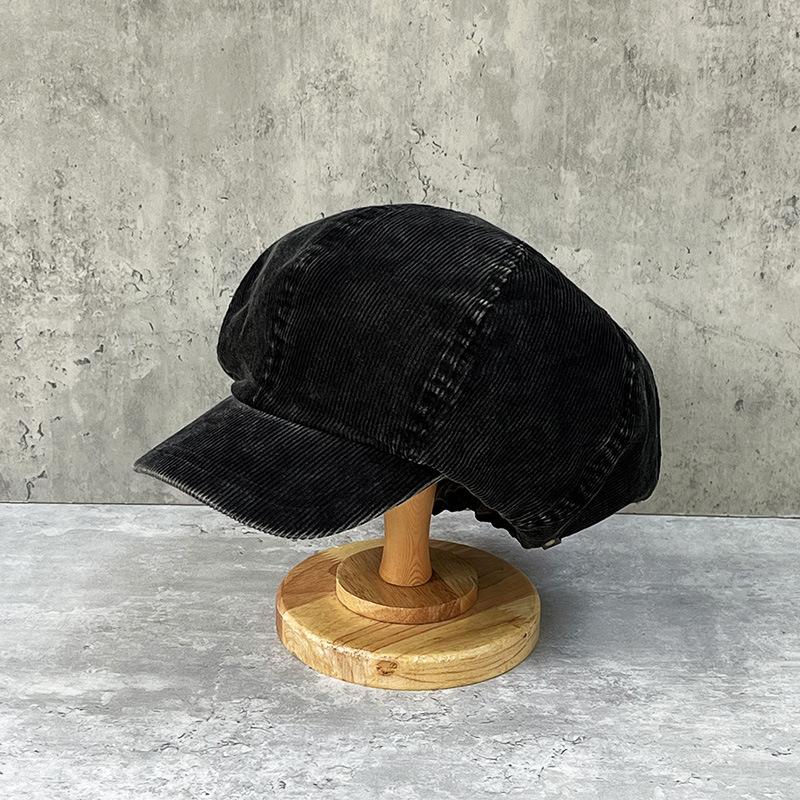 Japanese Corduroy Octagonal Hat Children'S Cloud Hat Retro Big Head Circumference Duck Tongue Versatile Painter Beret